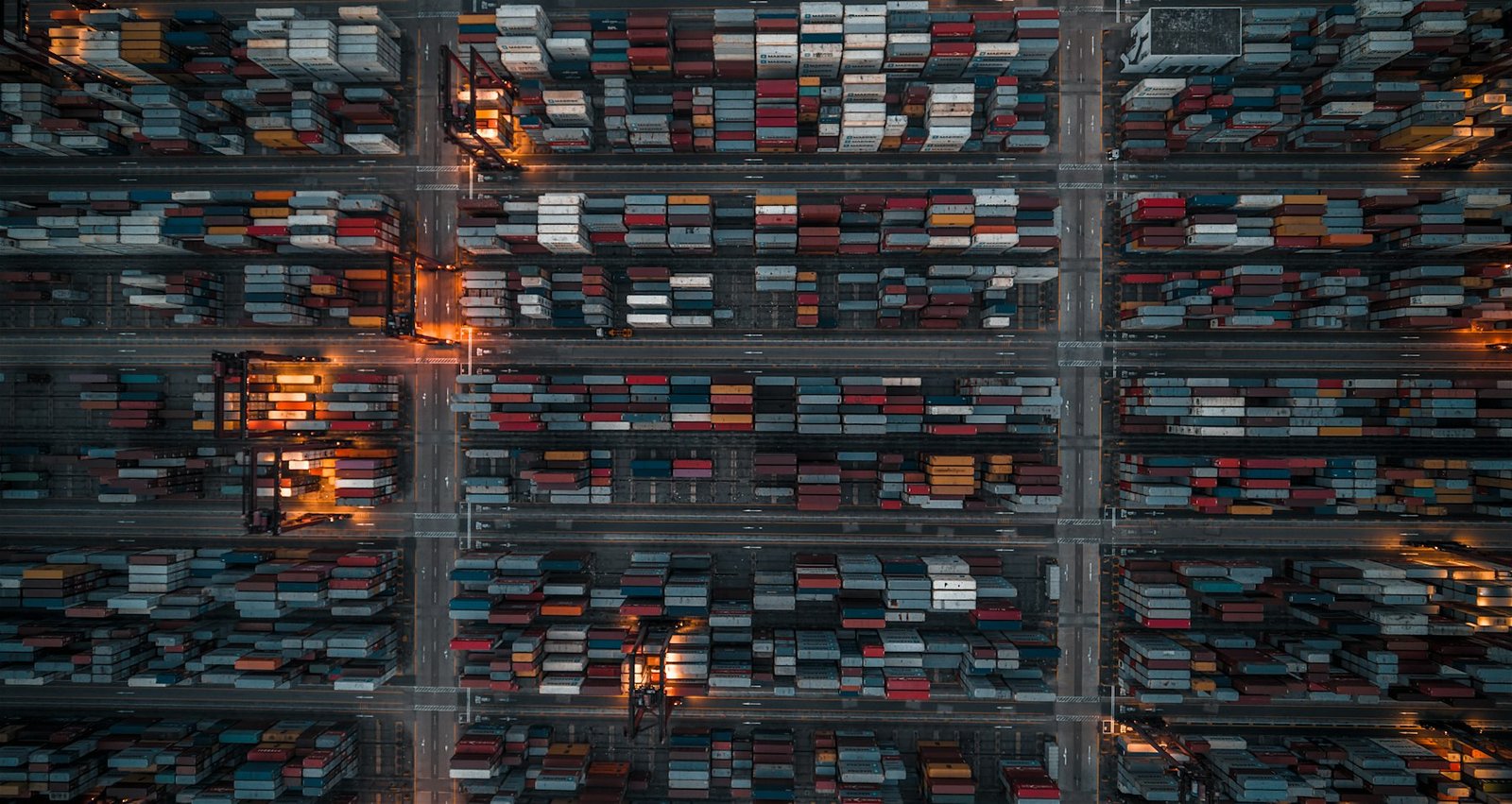 Aerial view of a container yard